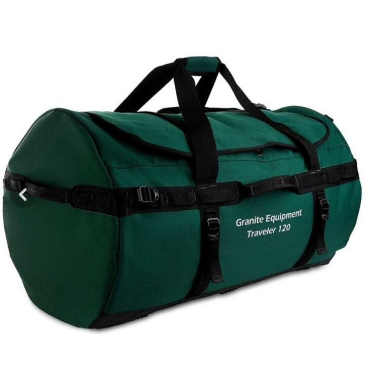 کیسه حمل بار گرانیت مدل تراول اوری ور 120L با قابلیت استفاده به عنوان کوله پشتی - سبز یشمی